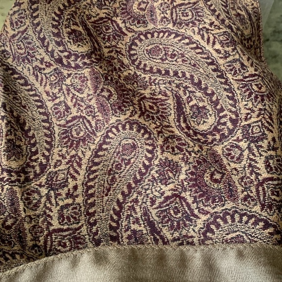 Pink collection 100% wool scarf paisley floral brown maroon or table runner - Picture 4 of 10
